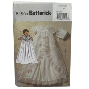 Butterick B4964 UNCUT Sewing Pattern, Baby Christening Dress OS